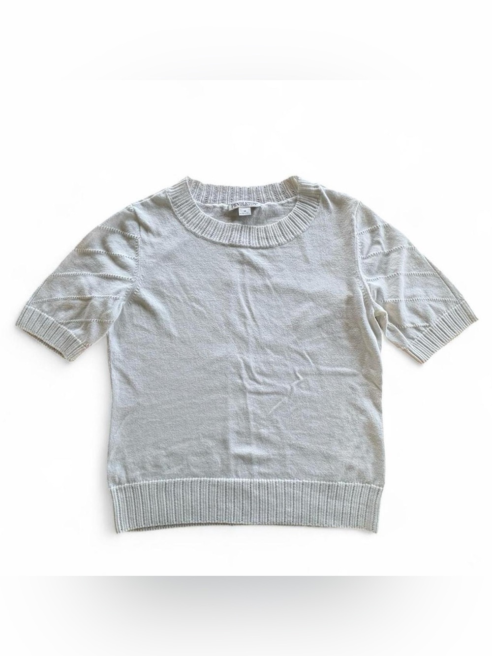 Pendleton cotton blouse medium women’s short sleeve ribbed detail top cottage